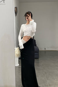 Peng Tai 24 Autumn and Winter Asymmetric Flared Long Dress PT-PTW24C08-1