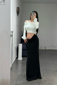 Peng Tai 24 Autumn and Winter Asymmetric Flared Long Dress PT-PTW24C08-1