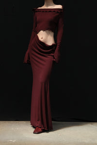 Peng Tai 24 Autumn and Winter Asymmetric Flared Long Dress PT-PTW24C08-2
