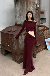 Peng Tai 24 Autumn and Winter Asymmetric Flared Long Dress PT-PTW24C08-2