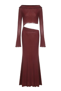 Peng Tai 24 Autumn and Winter Asymmetric Flared Long Dress PT-PTW24C08-2