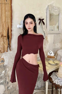 Peng Tai 24 Autumn and Winter Asymmetric Flared Long Dress PT-PTW24C08-2