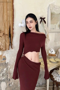 Peng Tai 24 Autumn and Winter Asymmetric Flared Long Dress PT-PTW24C08-2