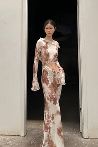 Peng Tai 24 Autumn and Winter Asymmetric Flared Long Dress PT-PTW24C08-3