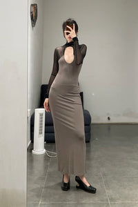 Peng Tai 24 Autumn and Winter Hollow Long Dress PT-PTW24C07-1