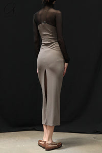 Peng Tai 24 Autumn and Winter Hollow Long Dress PT-PTW24C07-1