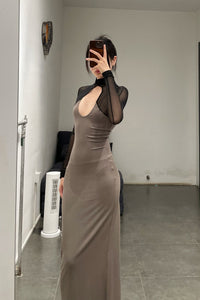 Peng Tai 24 Autumn and Winter Hollow Long Dress PT-PTW24C07-1