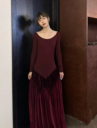 Peng Tai 24 Autumn and Winter One Shoulder Maxi Dress PT-PTW24C03-1