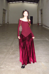 Peng Tai 24 Autumn and Winter One Shoulder Maxi Dress PT-PTW24C03-1