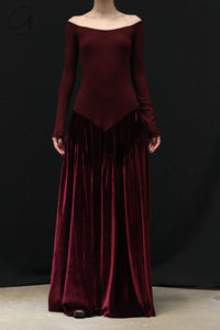 Peng Tai 24 Autumn and Winter One Shoulder Maxi Dress PT-PTW24C03-1