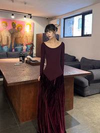 Peng Tai 24 Autumn and Winter One Shoulder Maxi Dress PT-PTW24C03-1