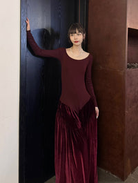 Peng Tai 24 Autumn and Winter One Shoulder Maxi Dress PT-PTW24C03-1