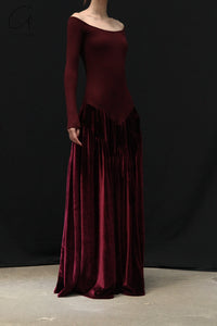 Peng Tai 24 Autumn and Winter One Shoulder Maxi Dress PT-PTW24C03-1