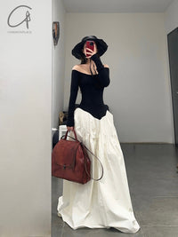 Peng Tai 24 Autumn and Winter One Shoulder Maxi Dress PT-PTW24C03-2