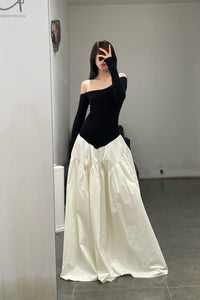 Peng Tai 24 Autumn and Winter One Shoulder Maxi Dress PT-PTW24C03-2