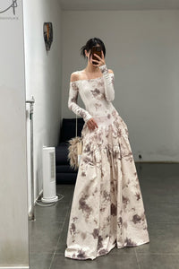 Peng Tai 24 Autumn and Winter One Shoulder Maxi Dress PT-PTW24C03-3