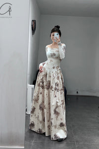 Peng Tai 24 Autumn and Winter One Shoulder Maxi Dress PT-PTW24C03-3
