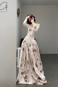Peng Tai 24 Autumn and Winter One Shoulder Maxi Dress PT-PTW24C03-3