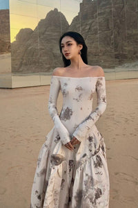 Peng Tai 24 Autumn and Winter One Shoulder Maxi Dress PT-PTW24C03-3