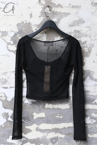 PengTai 24 Autumn and Winter Pleated Mesh Long Sleeve Top PT-PTW24A04-1