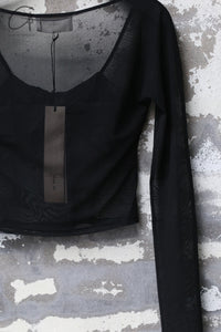 PengTai 24 Autumn and Winter Pleated Mesh Long Sleeve Top PT-PTW24A04-1