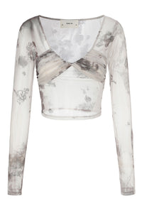 PengTai 24 Autumn and Winter Pleated Mesh Long Sleeve Top PT-PTW24A04-2
