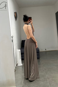 Peng Tai 24 Autumn and Winter Printed Backless Floral Long Dress PT-PTW24C05-2