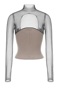 PengTai 24 Autumn and Winter Printed Hollow Long Sleeve Top PT-PTW24A09-1
