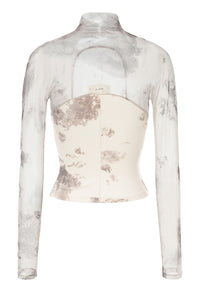 PengTai 24 Autumn and Winter Printed Hollow Long Sleeve Top PT-PTW24A09-2