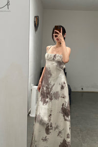 Peng Tai 24 Autumn and Winter Printed Pleated Maxi Dress PT-PTW24C09-1