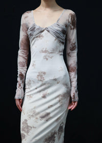 Peng Tai 24 Autumn and Winter Printed Pleated Midi Dress PT-PTW24C10-3