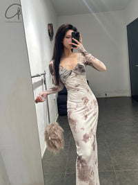 Peng Tai 24 Autumn and Winter Printed Pleated Midi Dress PT-PTW24C10-3