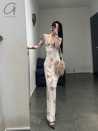 Peng Tai 24 Autumn and Winter Printed Pleated Midi Dress PT-PTW24C10-3