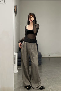 PengTai 24 Autumn and Winter Velvet Mesh Long Sleeve Top PT-PTW24A02-1