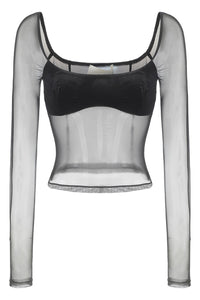 PengTai 24 Autumn and Winter Velvet Mesh Long Sleeve Top PT-PTW24A02-1