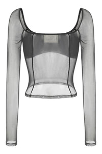 PengTai 24 Autumn and Winter Velvet Mesh Long Sleeve Top PT-PTW24A02-1