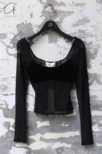 PengTai 24 Autumn and Winter Velvet Mesh Long Sleeve Top PT-PTW24A02-1