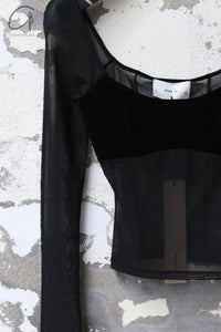PengTai 24 Autumn and Winter Velvet Mesh Long Sleeve Top PT-PTW24A02-1