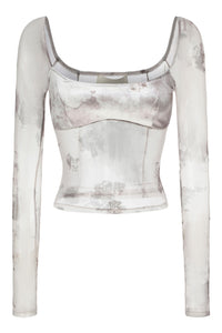 PengTai 24 Autumn and Winter Velvet Mesh Long Sleeve Top PT-PTW24A02-2