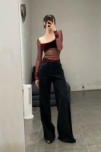 PengTai 24 Autumn and Winter Velvet Mesh Long Sleeve Top PT-PTW24A02-3