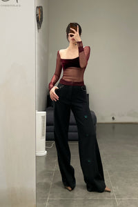 PengTai 24 Autumn and Winter Velvet Mesh Long Sleeve Top PT-PTW24A02-3