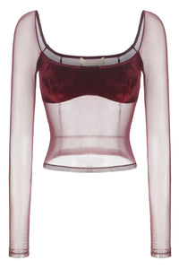 PengTai 24 Autumn and Winter Velvet Mesh Long Sleeve Top PT-PTW24A02-3