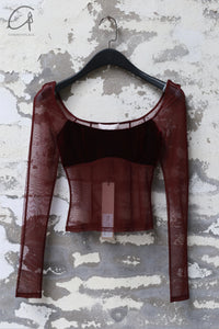 PengTai 24 Autumn and Winter Velvet Mesh Long Sleeve Top PT-PTW24A02-3