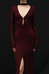 Peng Tai 24 Fall/Winter V-neck midi dress PT-PTW24C04-3