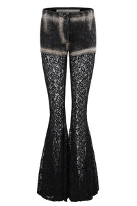 PengTai 24 autumn and winter splicing lace flared pants PT-PTW24D01-2-HEI