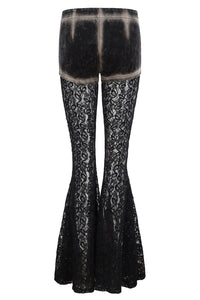 PengTai 24 autumn and winter splicing lace flared pants PT-PTW24D01-2-HEI