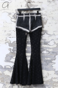 PengTai 24 autumn and winter splicing lace flared pants PT-PTW24D01-2-HEI