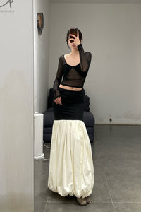 Peng tai 24 autumn and winter super long patchwork skirt PT-PTW24B01-1