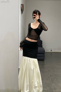 Peng tai 24 autumn and winter super long patchwork skirt PT-PTW24B01-1