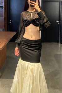 Peng tai 24 autumn and winter super long patchwork skirt PT-PTW24B01-1